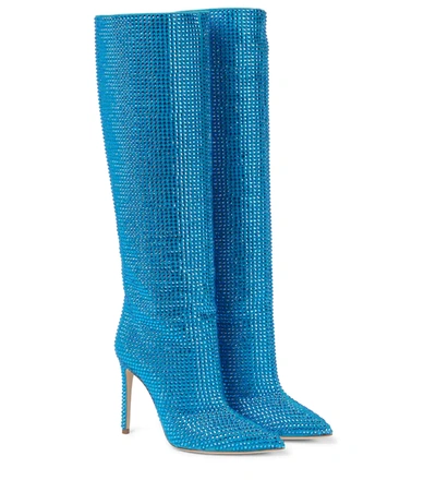 Paris Texas Holly 105 Crystal Embellished Knee-high Boots In Blue