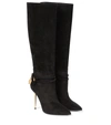 Tom Ford Padlock Suede Knee-high Boots In Black