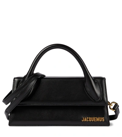 Jacquemus Le Chiquito Long Leather Shoulder Bag In Black