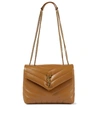 Saint Laurent Loulou Small Leather Shoulder Bag In Naturel Dk/natur Dk