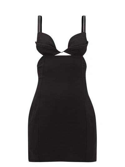 Nensi Dojaka Cutout-side Twill Mini Dress In Black