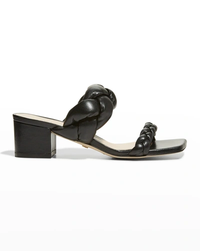 Stuart Weitzman Playa Braided Block-heel Sandals In Black