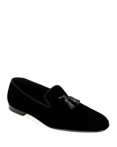 Tom Ford Men's Velvet Tassel Loafers In U9000 Black