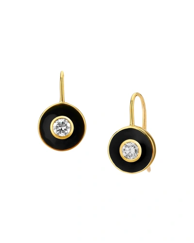 Syna Mogul 18k Enamel Diamond Disc Earrings