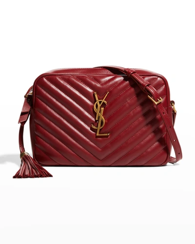 Saint Laurent Lou Medium Monogram Ysl Calf Crossbody Bag In Opyum Red