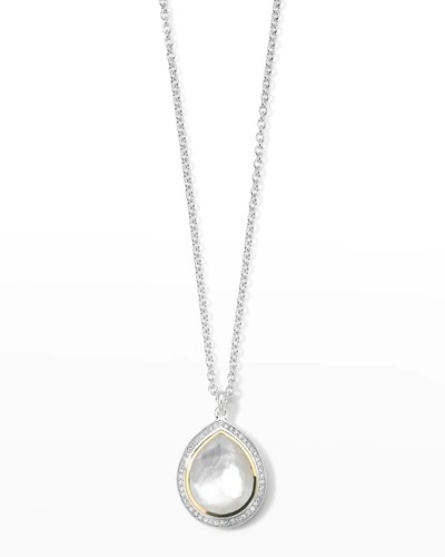 Ippolita 925 18k Chimera Rock Candy Teardrop Pendant Necklace W/ Diamonds, 16-18" In White
