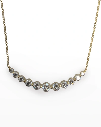 American Jewelery Designs 18k Yellow Gold 11 Round Diamond Smiley Bar Necklace