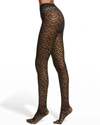 Versace Monogram Sheer Tights In 1b000 Black