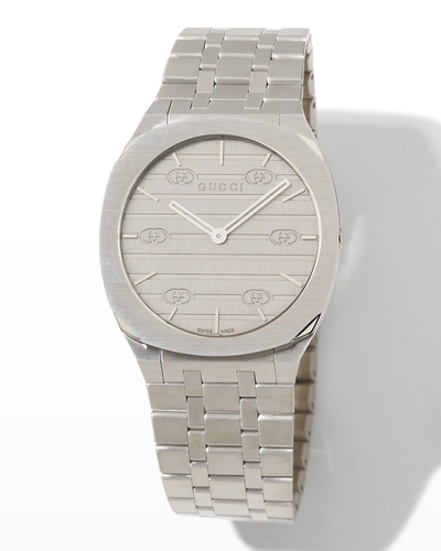 Gucci Men's 25h Stainless Steel Bracelet Watch, 34mm In White