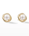 David Yurman 18k Yellow Gold 6mm Infinity Pearl Stud Earrings