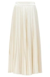 HUGO BOSS DOUBLE-PLEATED MAXI SKIRT IN RECYCLED FABRIC- WHITE WOMEN'S A-LINE SKIRTS SIZE 2