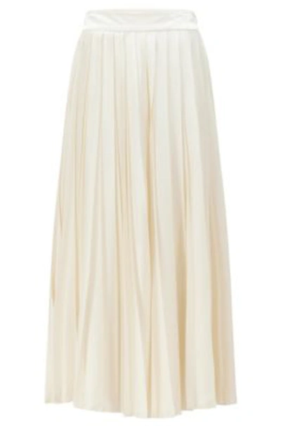 Hugo Boss Double-pleated Maxi Skirt In Recycled Fabric- White Women's A-line Skirts Size 2