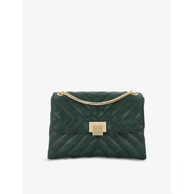 Dune Dorchester Small Quilted Shoulder Bag In Green-plain Synthetic