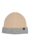 Bruno Magli Cashmere Colorblock Ribbed Knit Beanie In 030grynt