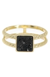 Covet Druzy Stone Double Band Ring In Black