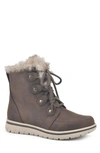 Cliffs By White Mountain Faux Fur Lined Lace-up Boot In Brown/ Fabric