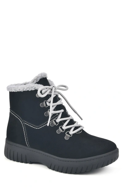 White Mountain Glory Faux Shearling Lined Boot In Black/suede