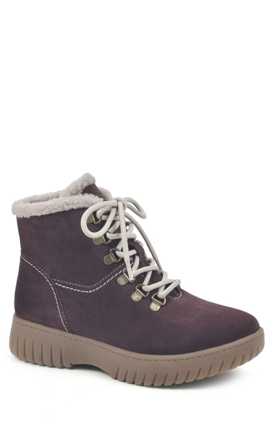 White Mountain Glory Faux Shearling Lined Boot In Burgundy/suede