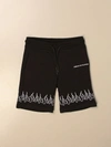 VISION OF SUPER VISION OF SUPER JOGGING SHORTS IN COTTON WITH FLAMES,337628002