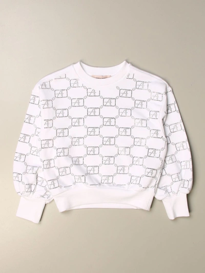 Alberta Ferretti Junior Kids' Crewneck Sweatshirt With All Over Logo In White