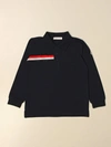 Moncler Basic Polo Shirt In Cotton With Striped Band In Blue