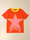 STELLA MCCARTNEY STELLA MCCARTNEY T-SHIRT DRESS WITH STAR AND FRINGES,B75547014