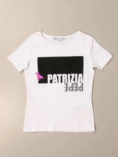 Patrizia Pepe Kids' Tshirt In Cotton With Logo In White