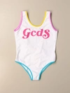 Gcds Kids'  Swimsuit With Logo In White