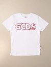 Gcds Kids' Cotton Tshirt With Logo Print In White