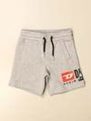 Diesel Kids' Jogging Shorts In Cotton With Logo In Grey