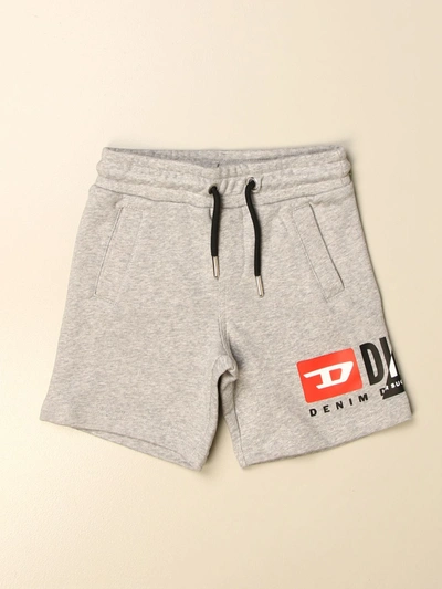Diesel Kids' Jogging Shorts In Cotton With Logo In Grey