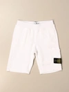 Stone Island Junior Kids' Jogging Bermuda Shorts In Cotton In White