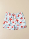 Mc2 Saint Barth Swim Shorts In Starfish Patterned Nylon In Gnawed Blue