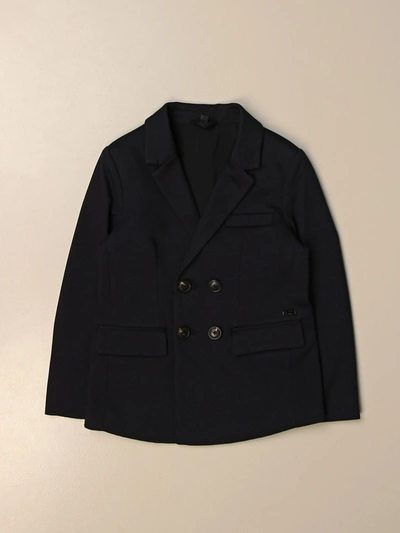 Emporio Armani Kids' Basic Double-breasted Blazer In Blue