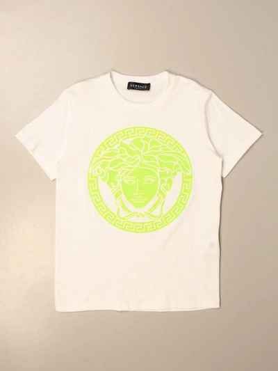 Young Versace Kids' Versace Young Cotton Tshirt With Medusa Head In White