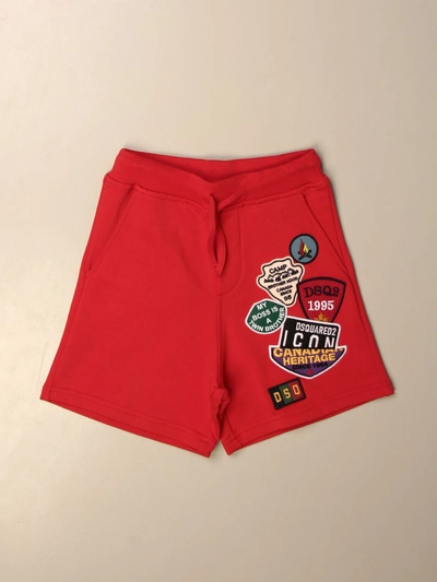 Dsquared2 Junior Jogging Bermuda Shorts With Patches In Red