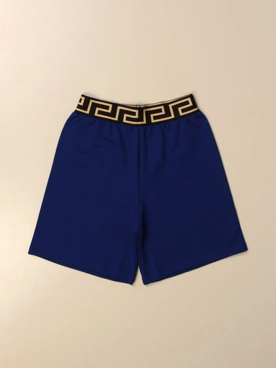 Young Versace Kids' Versace Young Jogging Shorts With Greek In Blue