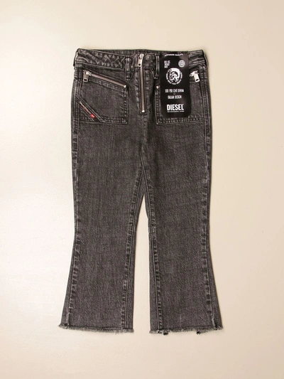 Diesel Kids' Jeans With Zip In Black