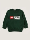 Diesel Crewneck Sweatshirt In Cotton With Logo In Green