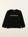 Emporio Armani Kids' Logo Cotton-blend Sweatshirt 4-16 Years In Black 1