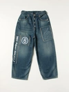 Mm6 Maison Margiela Girls Denim Blue Kids Logo-print Denim Jeans 8-16 Years 16 Years In Denim