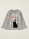 Il Gufo Kids' Tshirt In Cotton With Print In Grey