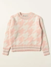 Simonetta Kids' Intarsia Knit Sweater W/ Lurex In Pink