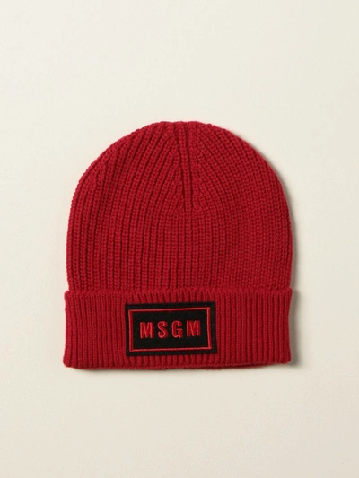 Msgm Hat With Logo In Red