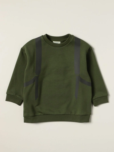 Fendi Kids' Cotton Sweatshirt With Ff Backpack Print In Green