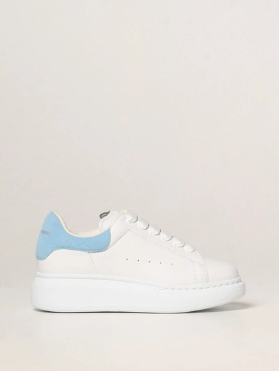 Alexander Mcqueen Kids'  Trainers In Leather In White