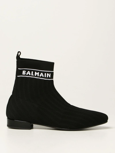 Balmain Boots In Macro Rib Knit In Black 1