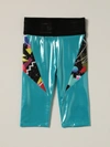 Balmain Kids' Metallic Stretch  Leggings In Turquoise