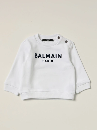 Balmain Babies' Cotton Jumper With Logo In White
