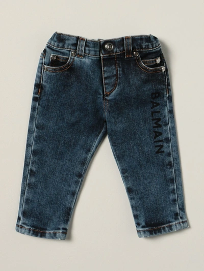 Balmain Babies' 6-pocket Jeans In Gnawed Blue